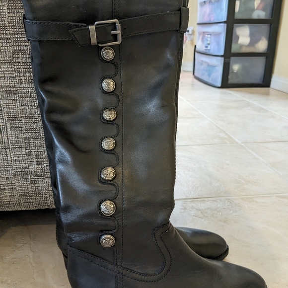 Punk/goth leather knee high boots - Picture 3 of 6